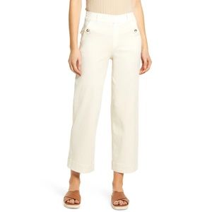 Spanx Stretch Twill Cropped Wide Leg Pant in Color Parchment